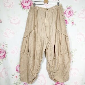 NEW Free People Easy Love Embroidered Pull On Bleached Sand Mid Rise Pants XL